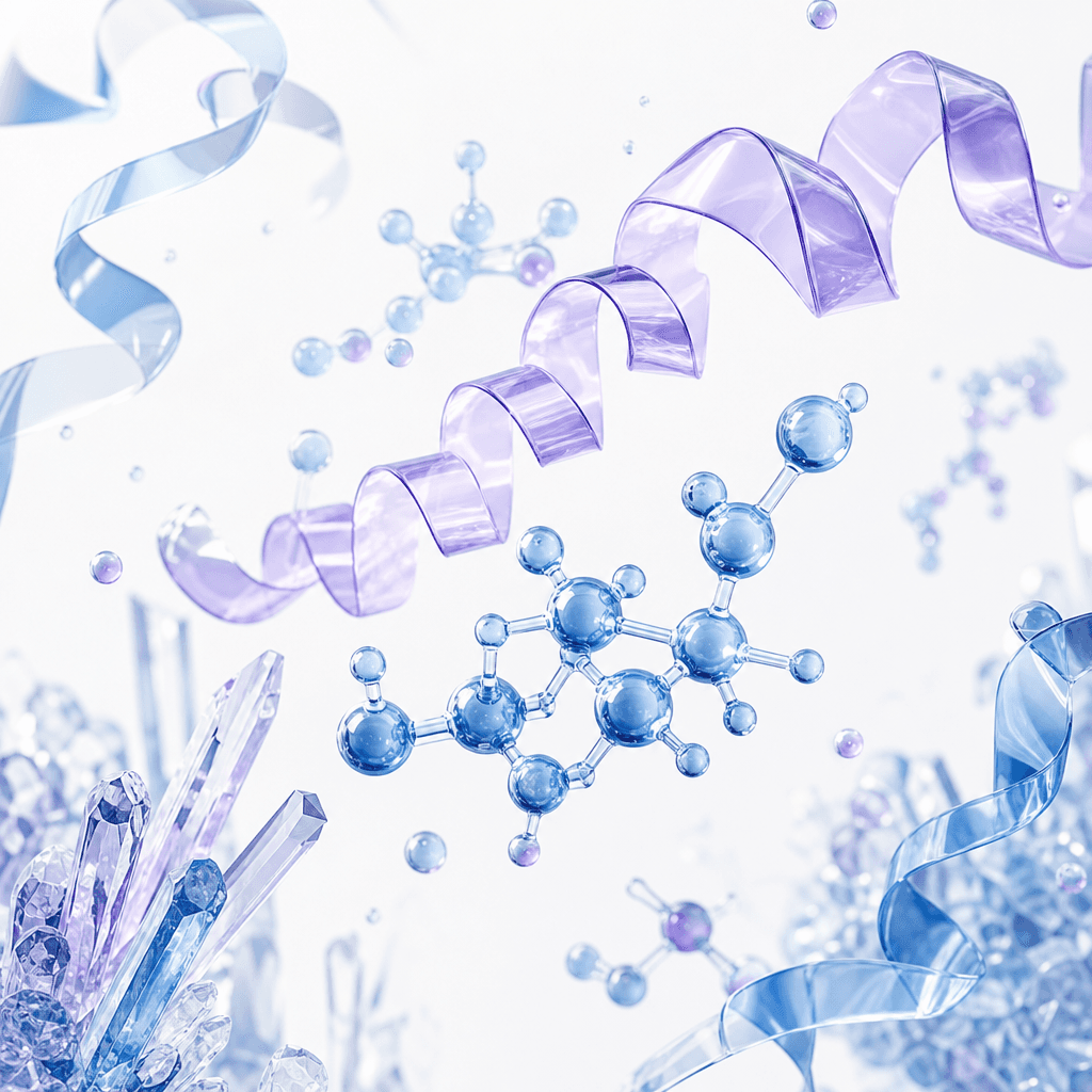 Brand editorial — peptide vials in soft natural light