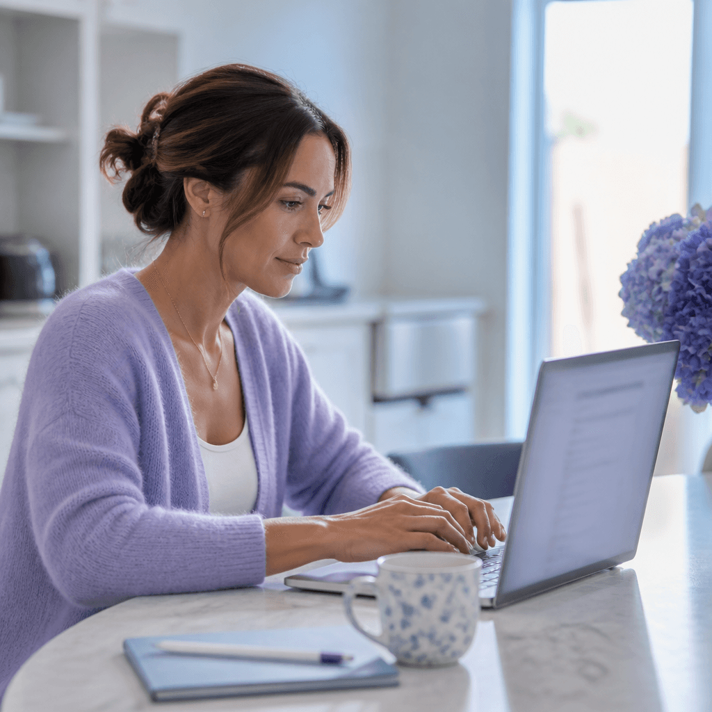 Patient completing a private online health assessment at home