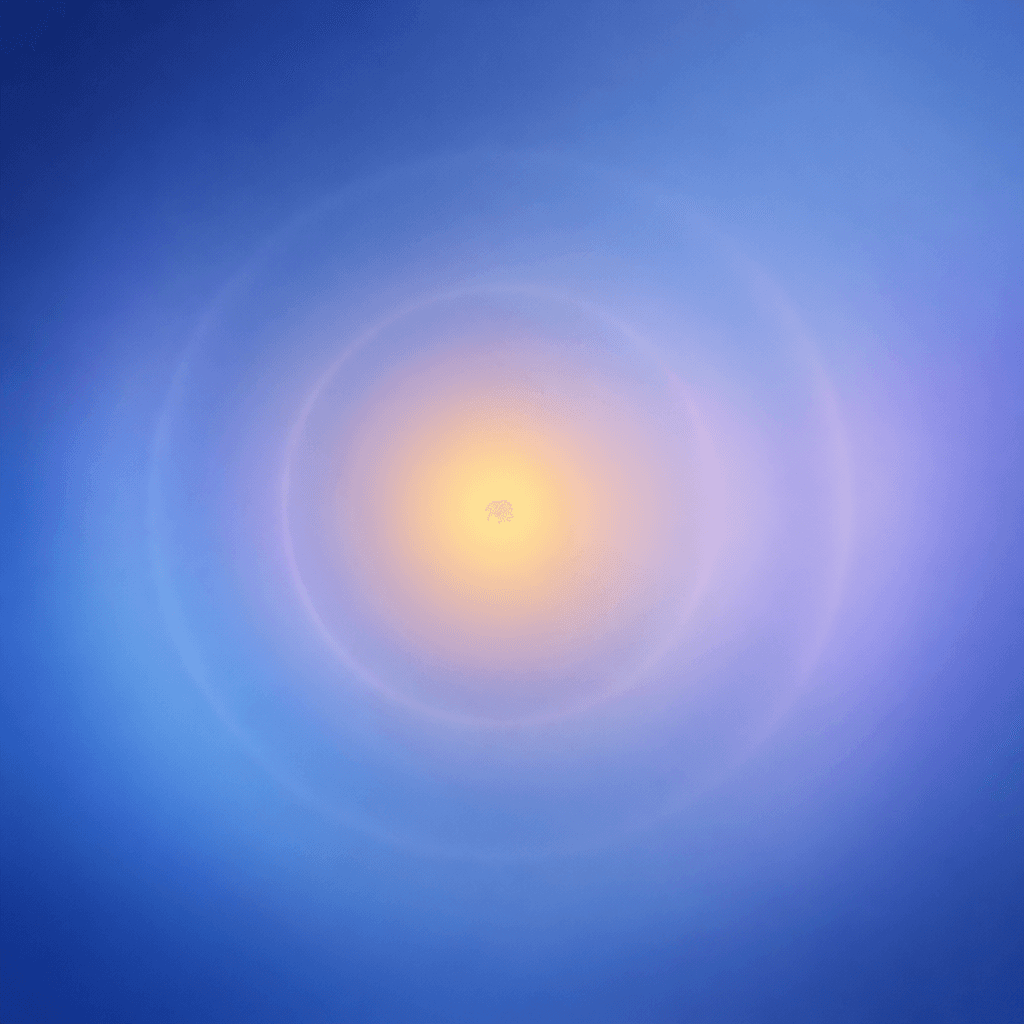 Deep blue gradient with a soft warm glow and gentle rings