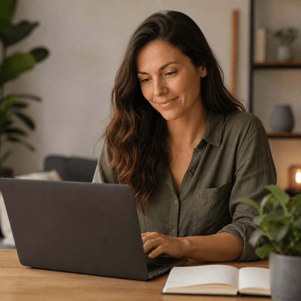 Patient completing an online health assessment on a laptop at home