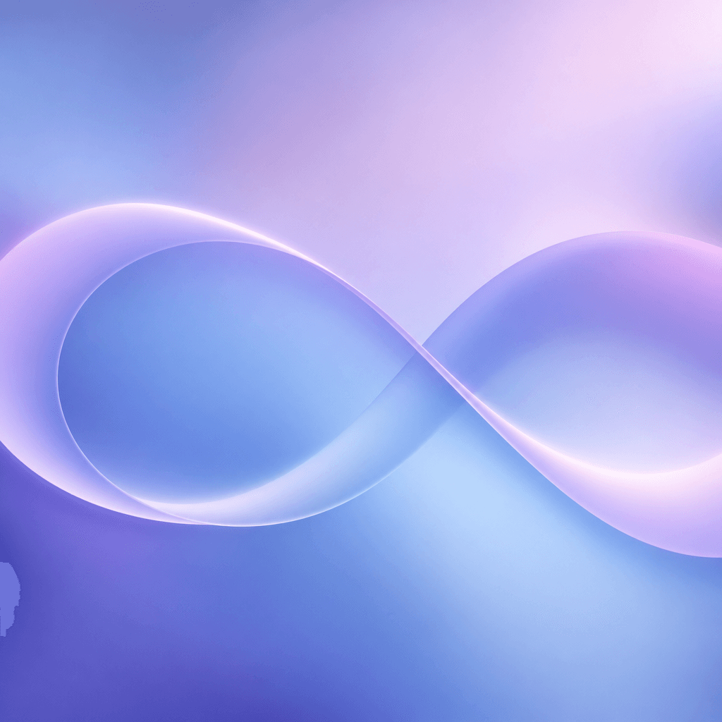 Continuous looping ribbon in warm lavender and blue