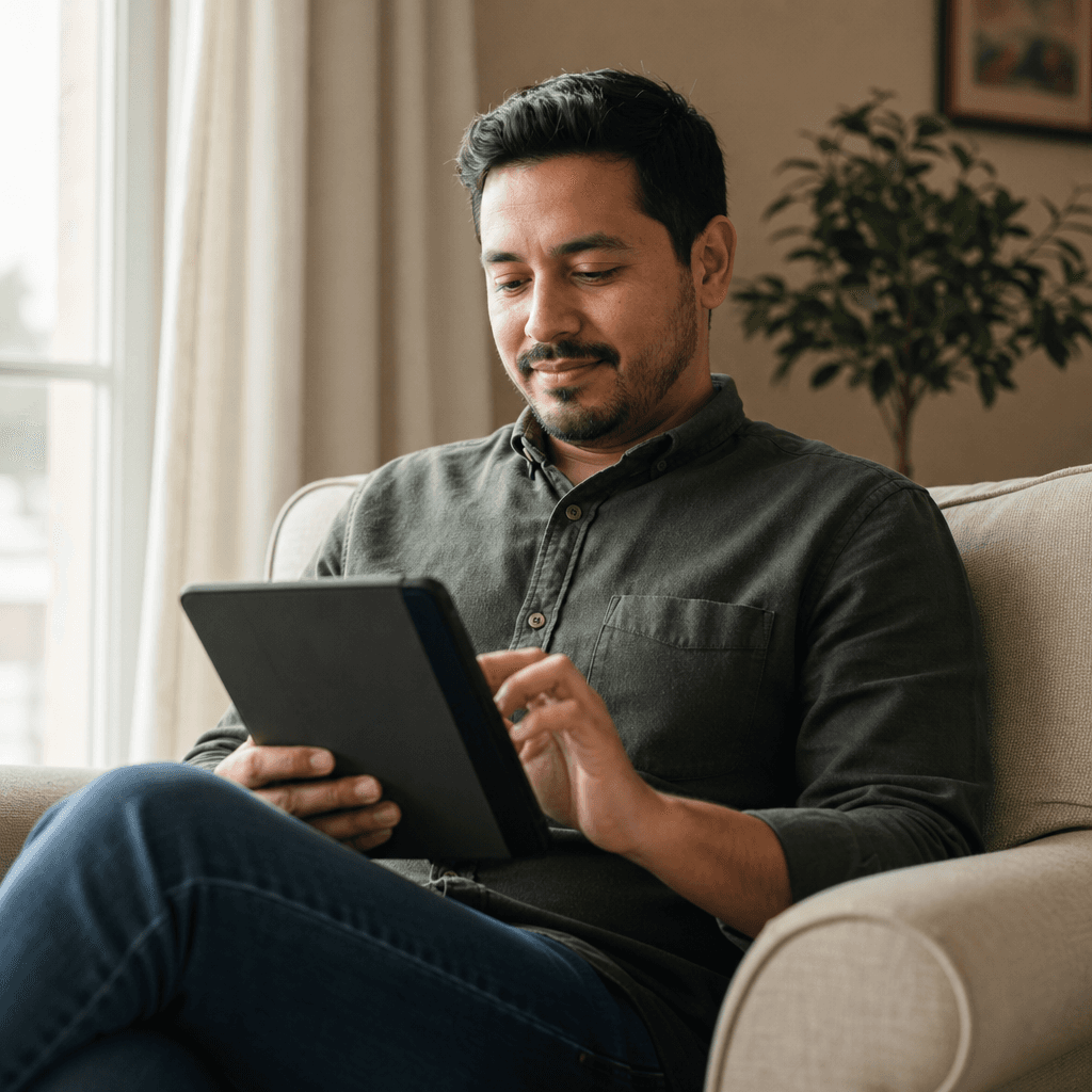 Patient starting an online intake at home
