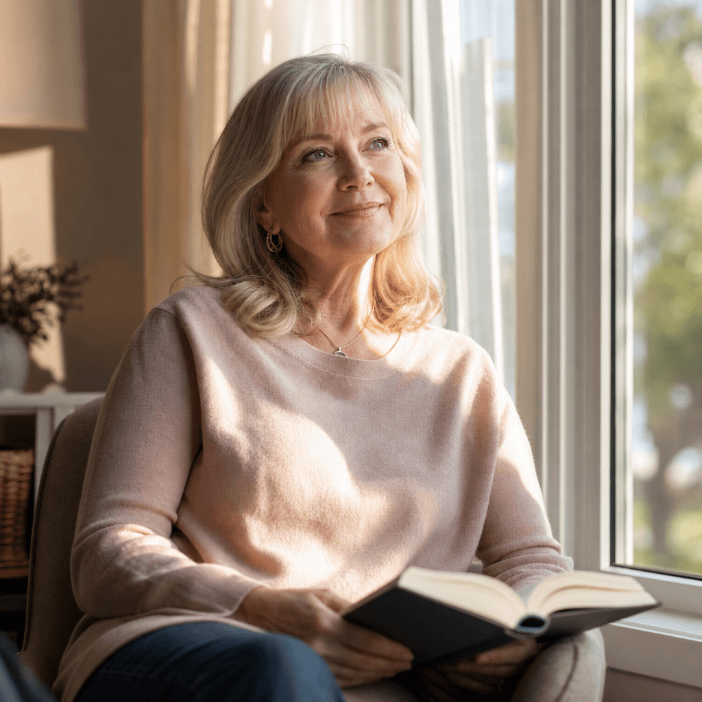 A patient at home reviewing their telehealth program